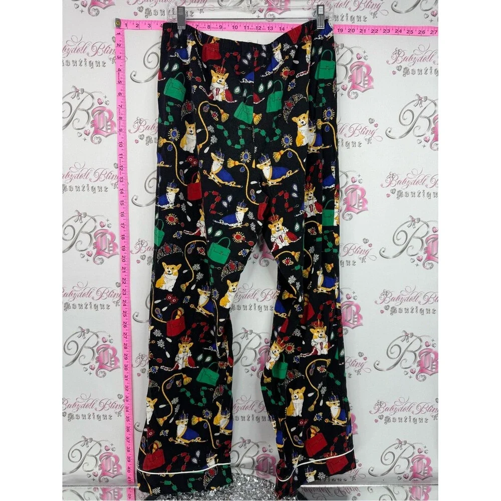 BedHead pjs set top and pants Black Corgi & Colorful Accessory Print Pajama Set - Picture 5 of 15